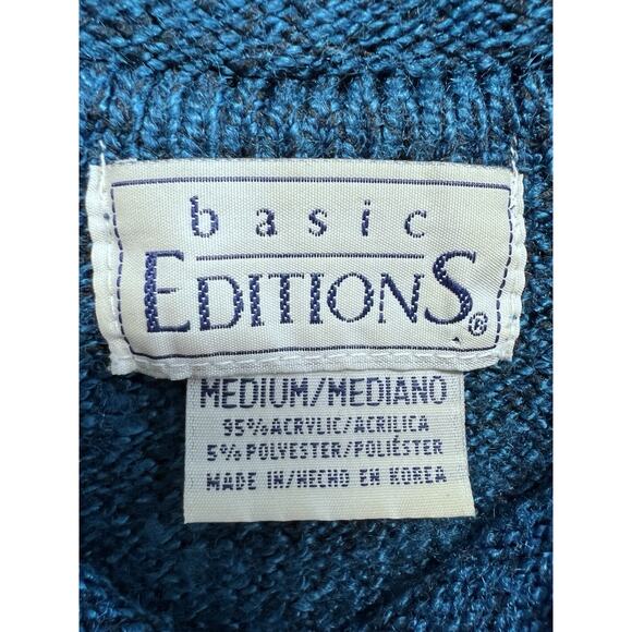 Vintage Roll Neck Chunky Knit Sweater Women's Oversized Teal Cape Cod 90s Y2K - Picture 5 of 8